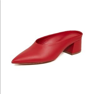 Vince Ralston Leather Mules Red 11